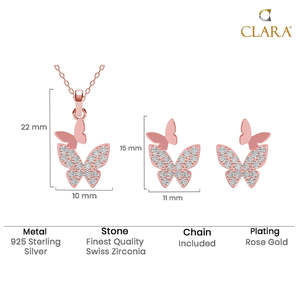 Ensemble de bijoux en cuivre fin plaqué or 24 carats avec pierres de zircon et de rubis, motif papillon féerique argenté, idéal pour un cadeau - Product Image 5