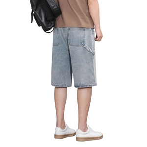 Men's Big Tall Summer <b>Denim</b> Shorts 100% Cotton <b>Stretch</b> Elastic Casual Over size Relaxed Fit Blue/Black Workwear for Outdoor - Product Image 4