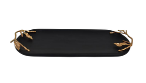 Bandeja de madera negra para servir con asas de latón dorado para aperitivo, bandeja de plata para servir - Product Image 5