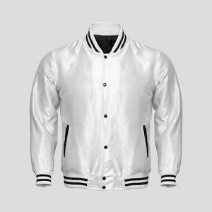 Chaqueta de satén personalizada con bordado en blanco de seda, chaqueta bomber de satén personalizada de béisbol para hombre al por mayor - Product Image 5