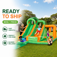 Tobogán Inflable con Diseño para Juego en Seco y Mojado para 5 Niños, Tela Oxford Reforzada 420D+840D para Tobogán Acuático Inflable