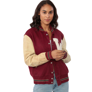 Oem nueva llegada moda casual suelta letra estampado chaqueta de béisbol mujeres abrigo corto Varsity chaquetas para mujeres personalizadas - Product Image 1