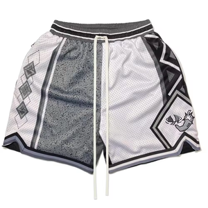 Men Active Wear All <b>Over</b> Print Above <b>the</b> <b>Knee</b> 5 Inch Inseam Custom Sublimation Streetwear Double Layer Basketball Mesh Shorts - Product Image 3