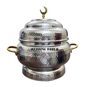 <b>Set</b> of Three Stainless Steel Food Server Premium Quality Handmade Hotpot Customized Design Wholesale Metal Hotpot - Product Image 3