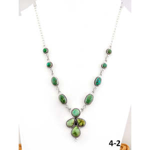 Collier en turquoise et argent sterling de style sud-ouest, émeraude de la vallée, bijou de collection culturelle - Product Image 1