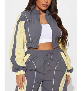 Chándales transpirables 2025 para mujer en talla grande, conjunto de chándal de nailon de calidad personalizada para mujer, chaqueta con cremallera, impermeable ligero - Product Image 5