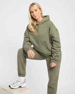 Oversized 100% Cotton <b>Velour</b> Women's Long <b>Hoodie</b> Lightweight Quickdry Streetwear Pullover Hooded Collar Puff Sleeve Custom Logo - Product Image 3