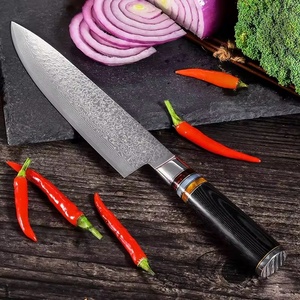 Venta al por mayor, personalizado, OEM, ODM, cubiertos de fábrica, hoja afilada fija, cuchillos profesionales calientes, cuchillo de cocina de acero de Damasco para Chef - Product Image 5
