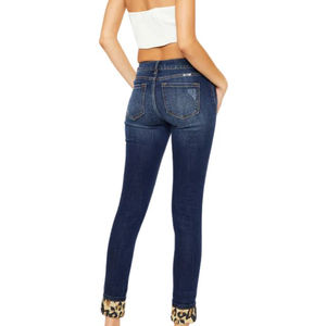 Jeans pour femmes en denim slim à motif léopard sexy, taille haute, skinny, grande taille, déchirés, taille mi-haute, pantalons déchirés, petite taille - Product Image 4