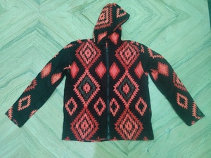 Chaquetas con cremallera estampadas multicolor de lana acrílica de moda Hippie/sudaderas con capucha con mangas completas al por mayor de La India - Product Image 2