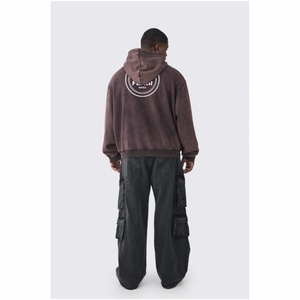 Sudadera con capucha de algodón orgánico 100% para hombre, ropa de calle de alta calidad de peso pesado de gran tamaño, patrón sólido, bordado con cuentas, largo XL - Product Image 5