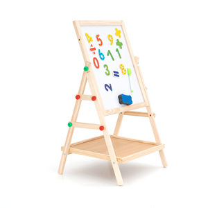 ROBINCOOL Tableau magnétique en bois 2-en-1 pour enfants, jouets de dessin faciles à utiliser avec chevalet résistant et accessoires - Product Image 1
