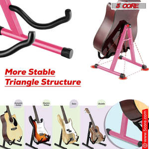 Support de guitare 5 cœurs, 2 pièces, type A, avec bras en mousse souple et base antidérapante en caoutchouc pour guitares acoustiques, électriques et basses - Product Image 2
