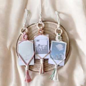 Boho Handmade Cotton Macrame Wall Hanging Farmhouse Decor Photo <b>Frame</b> <b>Tapestry</b> Display - Product Image 1