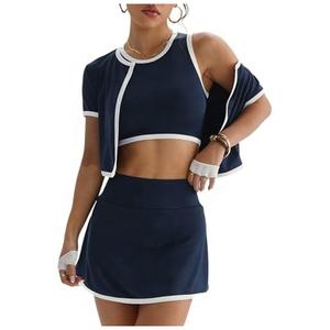 Conjunto Deportivo de 3 Piezas para Mujer, Leggings, Sujetador Deportivo y Top Corto de Manga Larga, Ropa de Gimnasio - Product Image 2