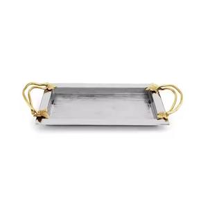 High Demand Stainless Steel Serving <b>Tray</b> With Gold Handles <b>Food</b> Safe for Home Decors Fantastic Serving <b>Tray</b> - Product Image 1