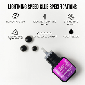 Colle pour extensions de cils vegan, cruelty-free, imperméable, séchage ultra-rapide (0,3 sec), noire, professionnelle, 5ml/10ml - Product Image 2