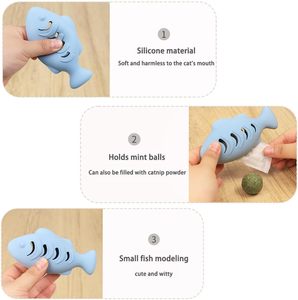 Siliconen Navulbare Interactieve Kattenkruid Visvormige Snack Dispenser Meerval Kat Oefening Kauw Speelgoed Poppen - Product Image 2