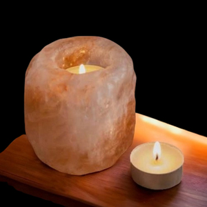 Portavelas de luz de té de cristal Rosa Natural hecho a mano sal de roca del Himalaya tallada al por mayor para decoración de habitación regalo de meditación - Product Image 6