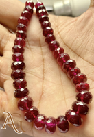 Perles rondes facettées en corindon rouge rubis en gros, provenance Chine, pour la fabrication de bijoux, cristal de quartz synthétique, brin de perles