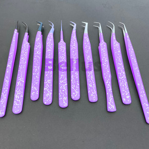 Ensemble de pinces à épiler en acier durable professionnelles tous les Styles de pointe Pince à cils à pointe en fibre Volume Outils de précision incurvés à botte droite - Product Image 3