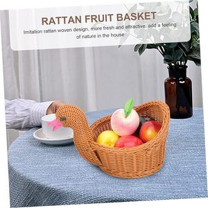 Cesta tejida hecha a mano, organizador de espacio interior con mimbre de imitación para decoración del hogar, almacenamiento de aperitivos hecho de bambú de mimbre - Product Image 5