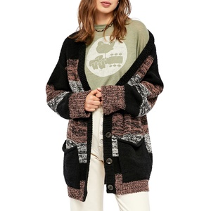 Cardigan da Donna Free People Southport Beach, Colore Antracite, Taglia S, Lungo, Stile Bohémien con Decorazioni in Pizzo e Bottoni per Autunno e Inverno - Product Image 1