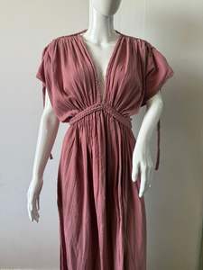 Robe en coton à double gaze avec mousseline ajustable Style Boho Robe d'été vintage avec poches et pompons pour l'automne - Product Image 6