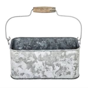 Single-Tier Rectangle Shape Galvanized Metal <b>Kitchen</b> <b>Utensil</b> <b>Holder</b> Standing Type Installation with Rope Handle Storage Rack - Product Image 5