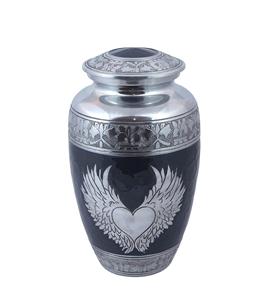 Silver Engraved Cremation Urn for Human Ashes Adult Funeral Urn Handcrafted - <b>Large</b> Burial Urn for Human Ashes <b>Angel</b> <b>Wing</b>-7 - Product Image 3