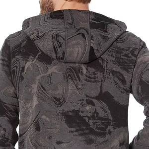 Sudadera con Capucha Casual para Hombre, Estilo Elegante, Estampado de Mármol, Cierre Frontal, Bolsillos Laterales, Puños Elásticos, Ajuste Cómodo, para Servicios OEM - Product Image 3
