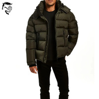 Veste rembourrée en duvet de canard personnalisée pour homme | Manteau bulle à capuche en nylon léger pour l'hiver