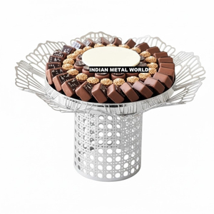 Bol de service en cuivre martelé artisanal de qualité supérieure avec base élégante en marbre noir, plat décoratif pour en-cas et chocolat pour la maison - Product Image 5