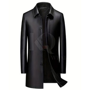 Abrigo de Cuero de Lujo para Hombre, Elegante, Largo, Material Duradero, Ideal para Invierno, Eventos Formales - Product Image 4