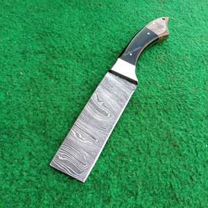 Cuchillo Nakiri de Chef de Damasco hecho a mano de alta calidad, mango de madera y resina, cuchillo de Chef de cocina afilado con Funda de cuero - Product Image 6