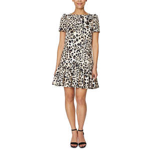 Abito da donna Betsey Johnson con orlo a balze, tinta unita marrone, taglia 8, senza spalline, vita impero, in spandex leggero, lungo fino al pavimento, per feste - Product Image 1