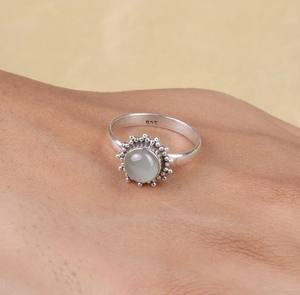 Anillo de Plata de Ley 925 sólida de la mejor calidad Baho Eternity Vermeil para mujer, bisel de forma ovalada de Aguamarina nublada genuina para fiestas - Product Image 4