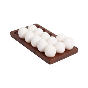 Porta Huevos de Madera, Capacidad para 18 Huevos, Organizador de Cocina, Bandejas Apilables para Almacenamiento de Huevos Marrones para 24 Huevos Frescos - Product Image 1