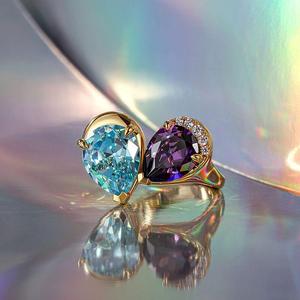 Jeulia Elegance Double Pear Toi Et Moi Cocktail Fashion <b>Ring</b> - Product Image 4