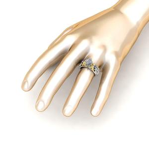 Elegante estilo redondo diamante chapado en oro dos tonos 925 Plata estilo Art Nouveau anillo de compromiso para mujer moda - Product Image 4