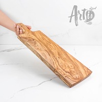 Planche à découper rustique méditerranéenne en bois d'olivier brun doré, sculptée à la main, de qualité supérieure, avec poignée, durable pour la maison