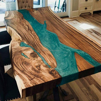 Table de salle à manger en résine époxy, design Unique et décoratif, en bois massif, cristal clair