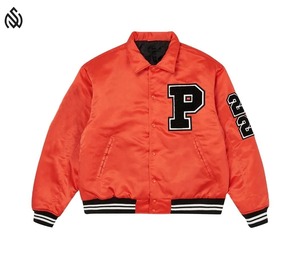 Chaqueta Universitaria de Satén Personalizada de Alta Calidad para Hombre, Chaqueta de Invierno de Color Sólido, Chaqueta Universitaria de Satén con Letras de Béisbol - Product Image 1