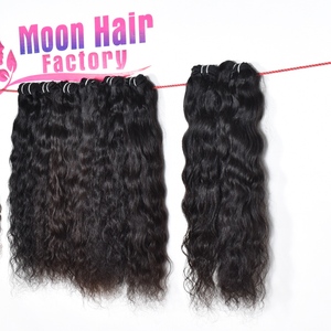 Extensions de cheveux indiennes pour femmes, couleur naturelle noire, double trame, vague profonde, cuticule alignée vietnamienne, machine, en gros, à vendre - Product Image 5