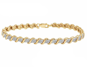 Elegante pulsera de oro de 10K que muestra diamantes cultivados en laboratorio en un ajuste de eslabones pulidos, ideal para la moda diaria - Product Image 1