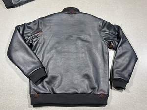Vestes bomber à fermeture éclair de style streetwear, fabrication sur mesure, vente en gros, cuir de vache véritable, cuir pleine fleur naturel, approvisionnement en usine - Product Image 2