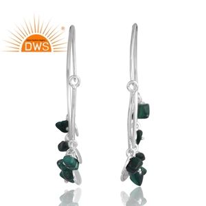 Dernière conception de boucles d'oreilles en argent sterling avec pierres précieuses en malachite naturelle Bijoux de conception personnalisée pour les femmes Cadeau pour elle - Product Image 2