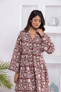 Women's 2025 Summer Casual Dress Short Sleeve Cotton Frocks with <b>Printed</b> Silhouette Natural Waistline Adult Size - Product Image 4