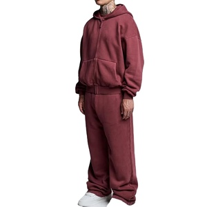 Oversize logotipo personalizado 100% algodón deportes personalizado lavado ácido chándal Puff estampado hombres pulóver Joggers ropa Streetwear hombres - Product Image 4