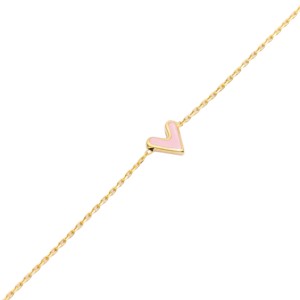 Pink Enamel Zircon Double Sided Heart Shape <b>Charm</b> Bracelet Turkish Handmade Rhodium Plated 925 Sterling Silver Women's Jewelry - Product Image 2